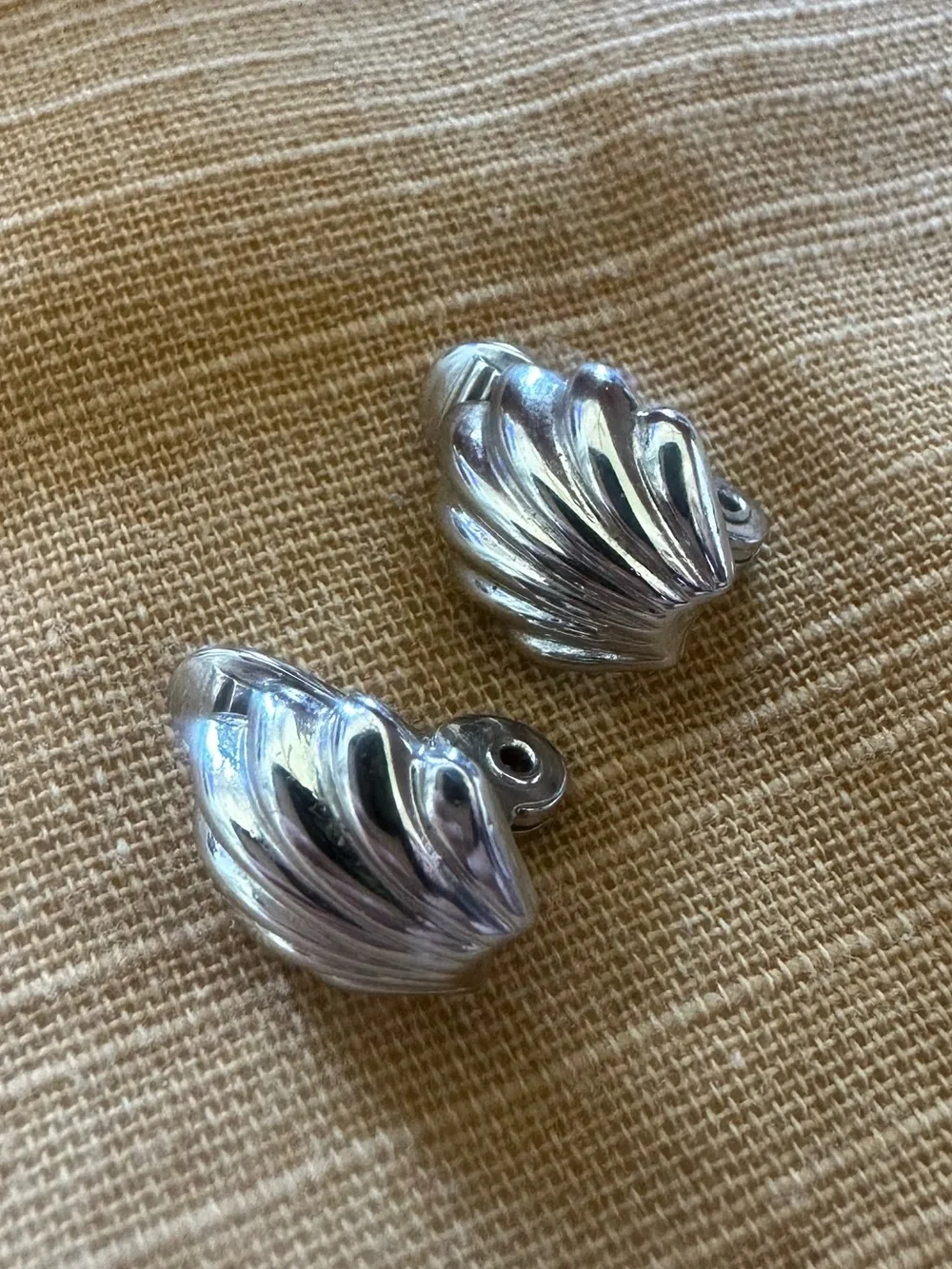 Vintage Monet Silver Shell Motif Clip-On Earrings